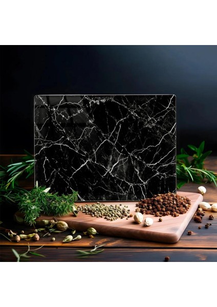 Siyah Mermer Görünümlü Antibakteriyel Cam Kesme Tahtası | Kesme Tahtası | Cam Kesme Tablası modelleri