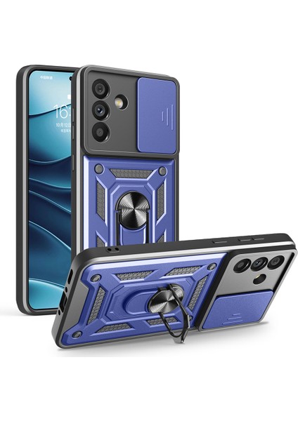 Samsung Galaxy A56 Kılıf Magnetik Standlı Kamera Korumalı Zore Sürgülü Vega Kapak