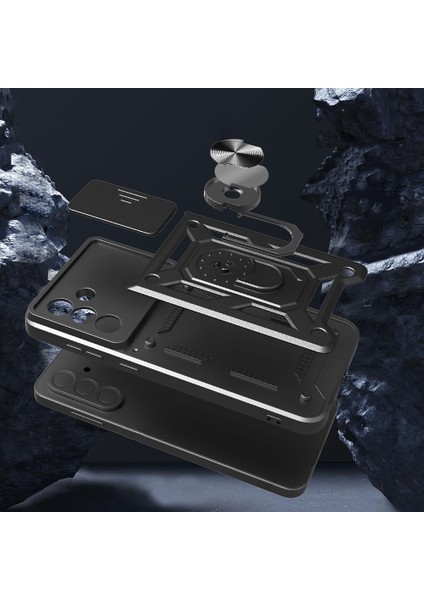 Samsung Galaxy A56 Kılıf Magnetik Standlı Kamera Korumalı Zore Sürgülü Vega Kapak modelleri