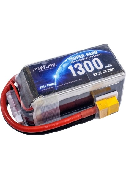 22,2V 6s 1300MAH 100C Lipo Batarya