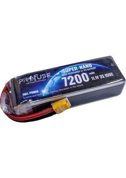 11,1V 3s 7200MAH 100C Lipo Batarya