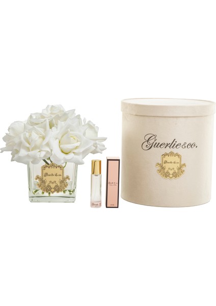 Guerlieandco. Beyaz 7 Gül Kare Cam Gold