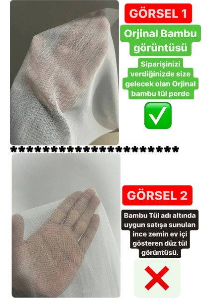 Orijinal Bambu Düz Tül Perde Ağır Gramajlı