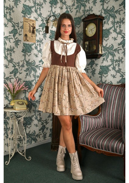 Vintage Kahverengi Mini Elbise modelleri