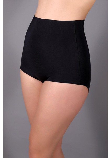 Kadın Lazer Kesim Yüksek Bel Siyah Slip Korse C8T0N2O963