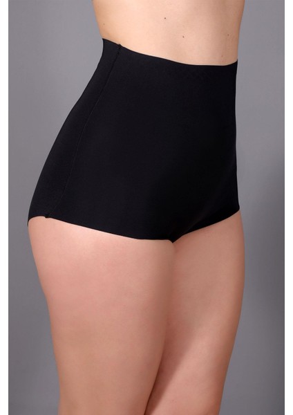 Kadın Lazer Kesim Yüksek Bel Siyah Slip Korse C8T0N2O963