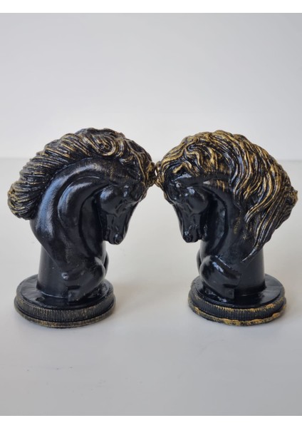 Siyah Gold Atlı Set-Yuvarlak Tepsi 2 Adet At Figürleri Kapaklı Kutu Mini Vazo fiyatları