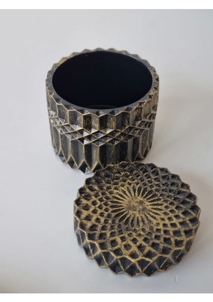 Siyah Gold Atlı Set-Yuvarlak Tepsi 2 Adet At Figürleri Kapaklı Kutu Mini Vazo modelleri