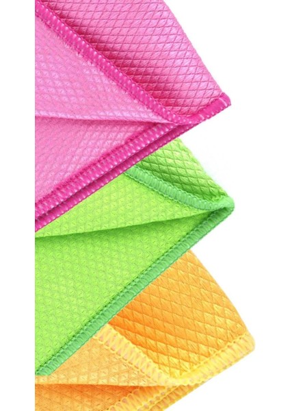 3 Adet Standart Boy 40 x 40 cm Baklava Desenli Mikrofiber Temizlik Bezi, Oto Cam Bezi,toz Bezi