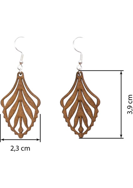 Ylndesign Wood & Craft - Lazer Kesim Doğal Desen Sallantılı Ahşap Küpe fırsatları