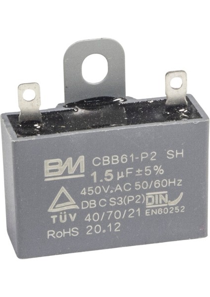 CBB61-P2 1.5uf 450V Kablolu Kutulu Daimi Kondansatör