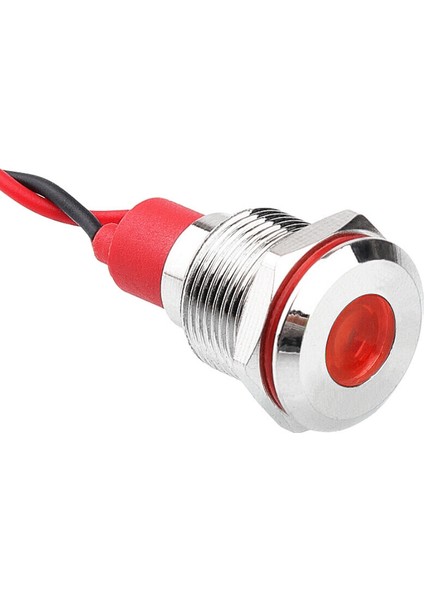 12L-P2 12 mm 12-24V Kablolu Metal Sinyal Lambası - Kırmızı