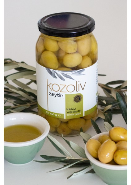 Domat Çeşidi Bütün Yeşil Zeytin (Kokteyl) 640 gr Cam Kavanoz