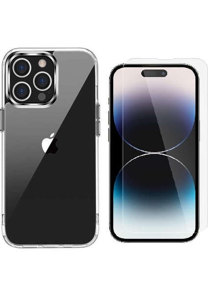 Apple iPhone 14 Pro Max Uyumlu Forst Serisi Sgs Darbe Lisanslı Şeffaf Kılıf + Cam Ekran Koruyucu