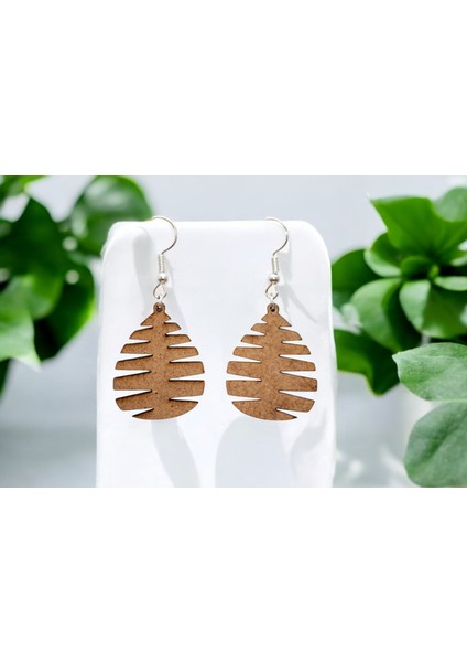 Ylndesign Wood & Craft - Lazer Kesim Doğal Sallantılı Ahşap Küpe