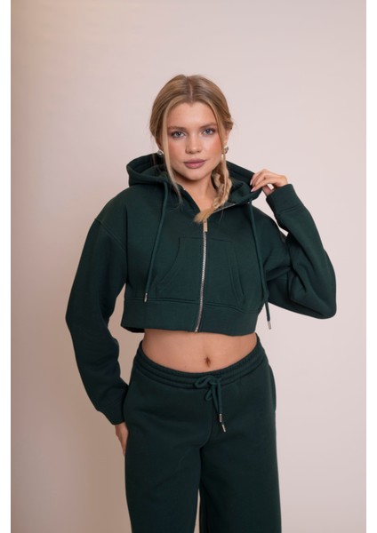 Muse Kadın Oversize Fermuarlı Kapüşonlu Crop Sweatshirt - Self Love Club Baskılı, Rahat Kesim, Trendy Stil fiyatları