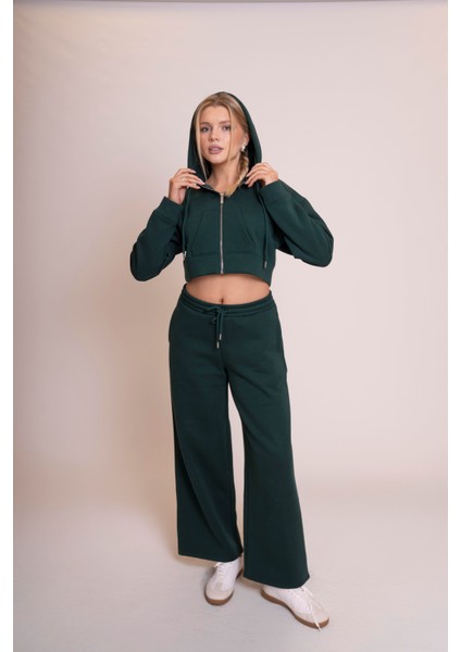 Muse Kadın Oversize Fermuarlı Kapüşonlu Crop Sweatshirt - Self Love Club Baskılı, Rahat Kesim, Trendy Stil fırsatları