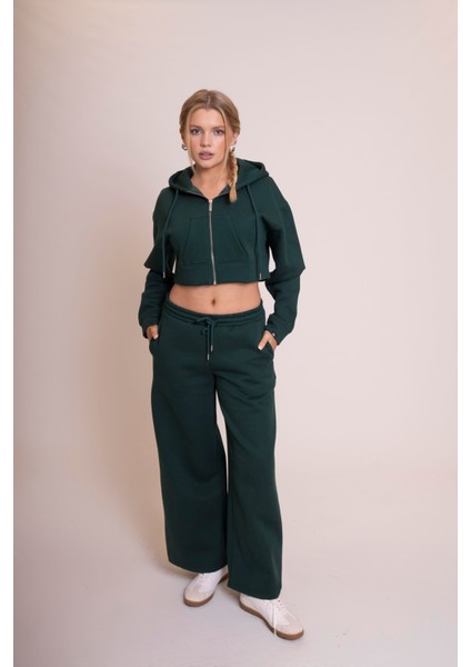 Muse Kadın Oversize Fermuarlı Kapüşonlu Crop Sweatshirt - Self Love Club Baskılı, Rahat Kesim, Trendy Stil indirimleri