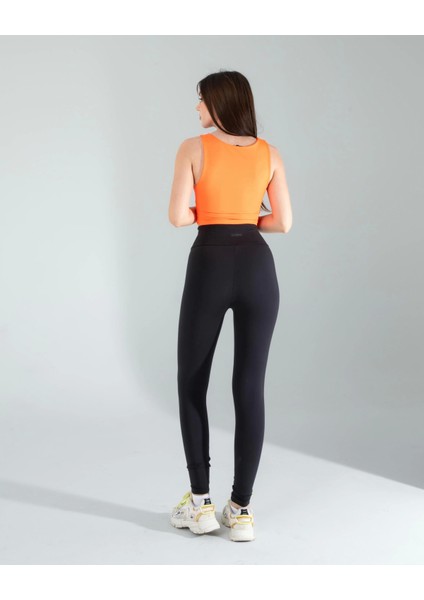 Turuncu Kalın Askılı Scuba Kumaş Crop