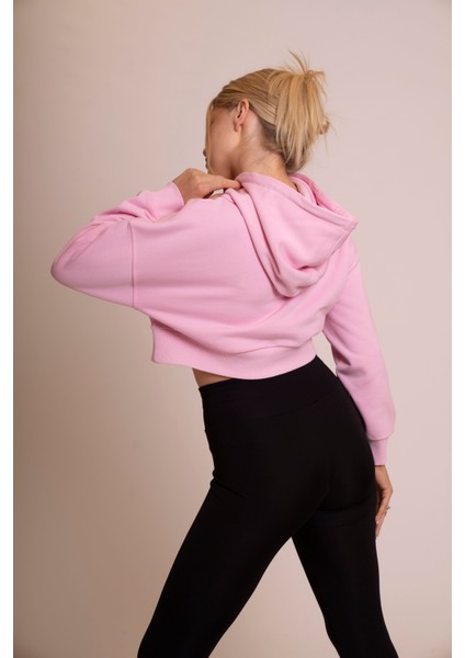 Muse Kadın Pembe Koala Baskılı Crop Sweatshirt - Oversize, Kapüşonlu, Rahat ve Şık indirimleri