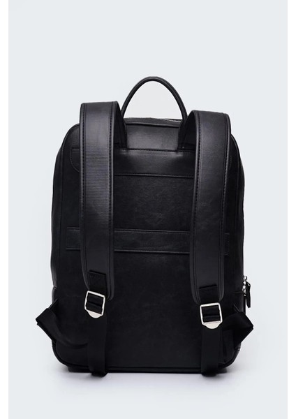 Organizer Laptop Premium Vegan Deri Sırt Laptop Çantası Unisex Siyah fırsatları
