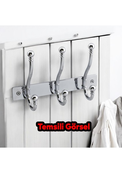 Metal Krom 3'lü Birleşik Portmanto Vestiyer Duvar Monteli Dolap Askılığı Vidalı Elbise Asma 1 Adet