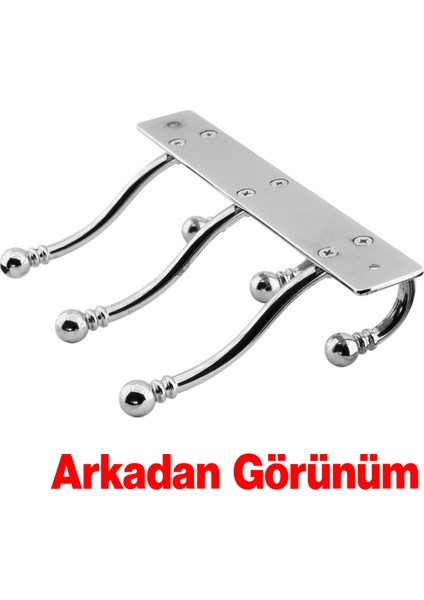 Metal Krom 3'lü Birleşik Portmanto Vestiyer Duvar Monteli Dolap Askılığı Vidalı Elbise Asma 1 Adet