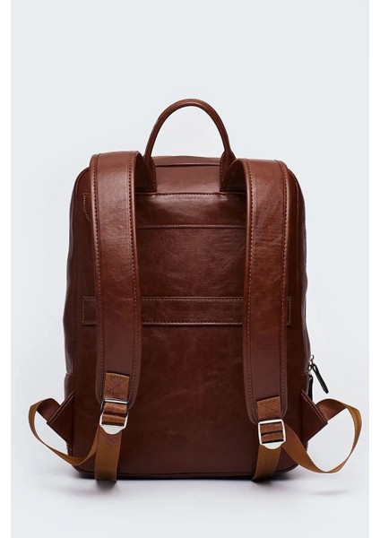 Organizer Laptop Premium Vegan Deri Sırt Laptop Çantası Unisex Taba fiyatları
