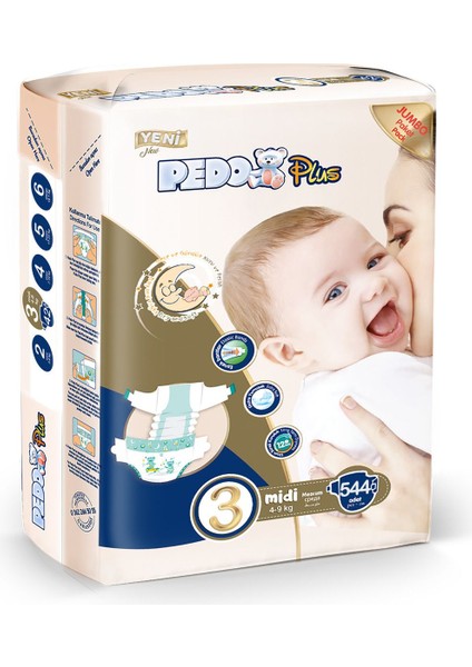 Plus Midi Jumbo Bebek Bezi 544 Adet