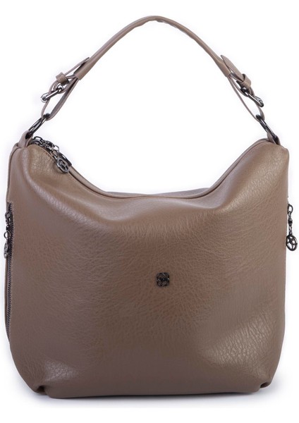 Kadın Salaş Yumuşak Dokulu Omuz ve Çapraz Çanta Vizon Victoria