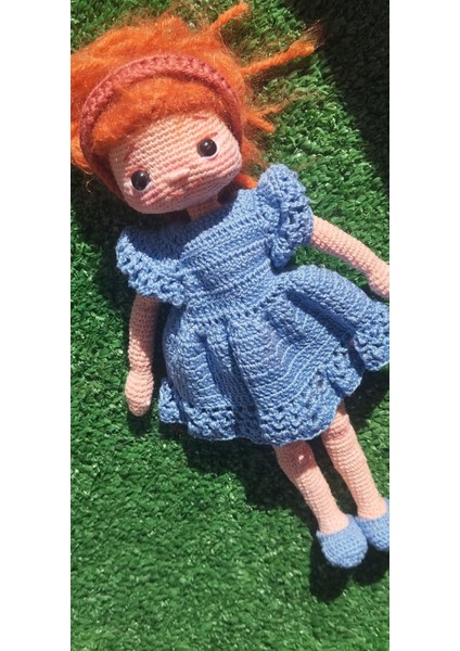 Dantel Kız Organik Örgü Bebek 15CM