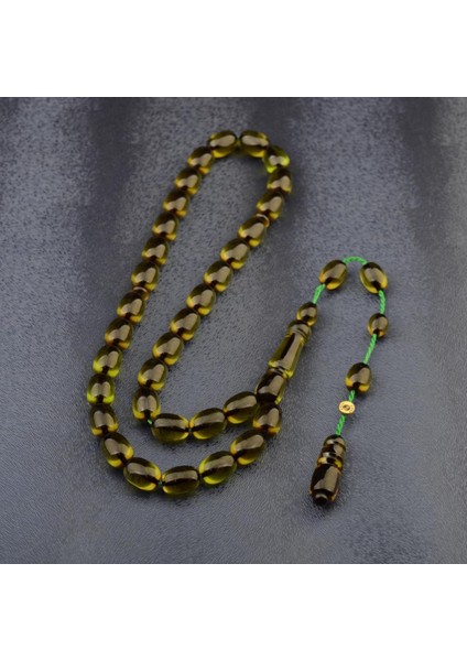 Sistem Püsküllü 11X8MM Kapsül Kesim Imzalı Ateş Kehribar Tesbih fiyatları