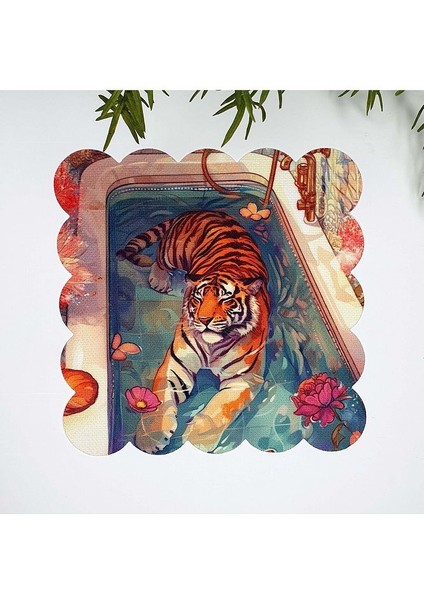 Keyifçi Kaplan Küvette Tasarımlı Kumaş Kokteyl Peçetesi 1 Adet