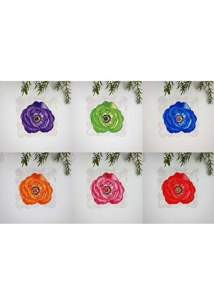 6 Parça Gelincik Çiçek Baskılı Yıkanabilir Kumaş Kokteyl Peçeteleri fiyatları