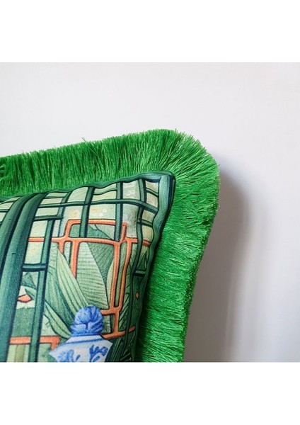 Elegant Ev Kedisi Çita Tasarımlı Kadife Kırlent Kılıfı Saçak Detaylı - Maksimalist Tasarım fırsatları