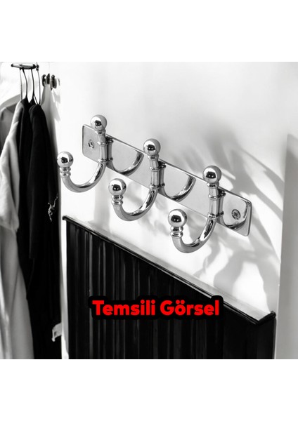 Metal 3'lü Birleşik Vestiyer Duvar Monteli Askı Dolap Askılığı Vidalı Krom Elbise Askısı 1 Adet