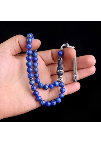 Zirkon Taşlı Gümüş Püsküllü Hakiki Lapis Taşı Tesbih fiyatları