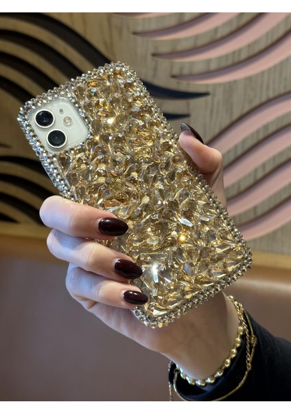 Apple iPhone 11 Uyumlu Lüks Gold Kristal Taşlı Kılıf