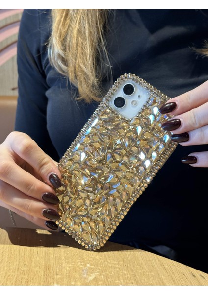 Apple iPhone 11 Uyumlu Lüks Gold Kristal Taşlı Kılıf