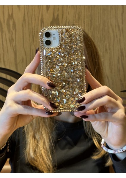 Apple iPhone 11 Uyumlu Lüks Gold Kristal Taşlı Kılıf