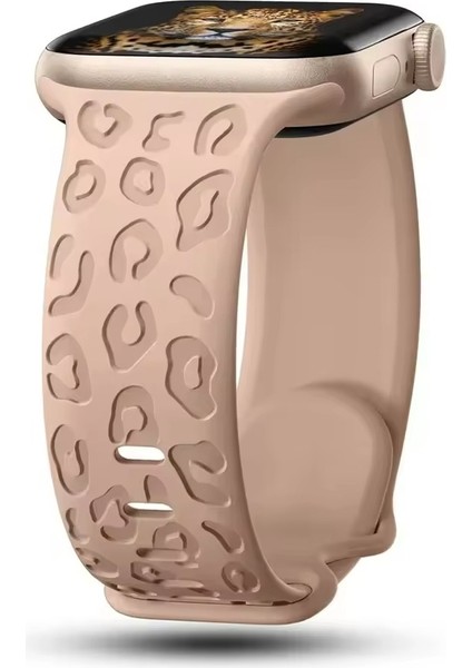Apple Watch 11-10 42MM 6 7 8 9 10 Se Uyumlu 38-40-41MM Leopar Desenli Silikon Kordon fiyatları