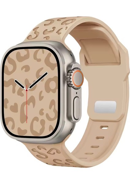 Apple Watch 11-10 42MM 6 7 8 9 10 Se Uyumlu 38-40-41MM Leopar Desenli Silikon Kordon modelleri