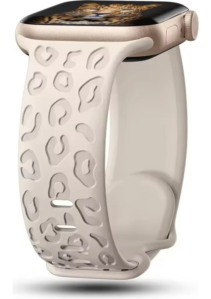 Apple Watch 11-10 42MM 6 7 8 9 10 Se Uyumlu 38-40-41MM Leopar Desenli Silikon Kordon fiyatları