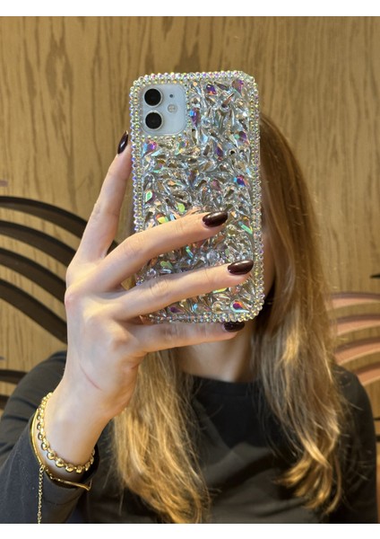 Apple iPhone 12 Uyumlu Lüks Hologram Kristal Taşlı Kılıf
