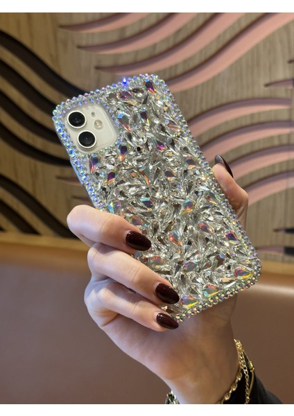Apple iPhone 12 Uyumlu Lüks Hologram Kristal Taşlı Kılıf