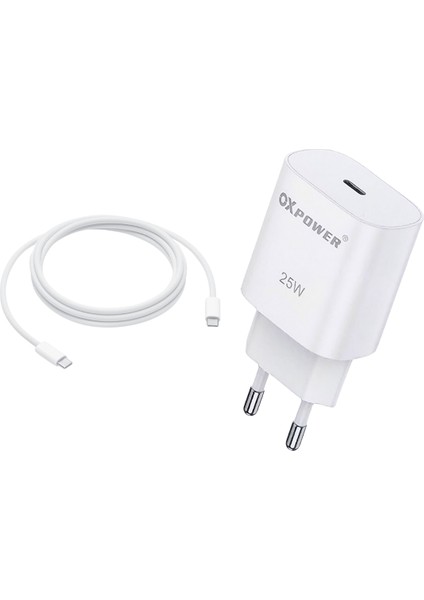 Samsung, Xiaomi ve Tüm Android Cihazlar Için Type-C Hızlı Şarj Adaptörü + Şarj Kablosu 25W