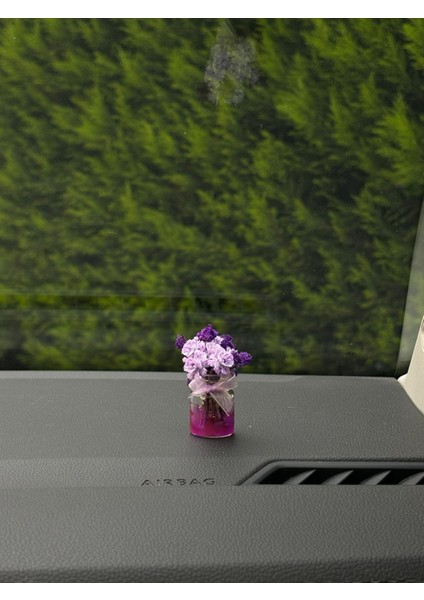 Sevimli Mor Mini Vazo Kokulu ve Çiçek Araba Torpido Aksesuarları, Çiçek Aksesuarları