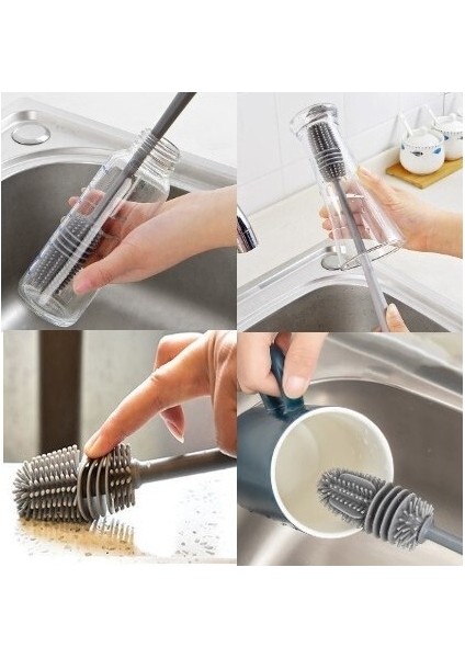 Silikon Uzun Saplı Kavanoz Yıkama Fırçası modelleri