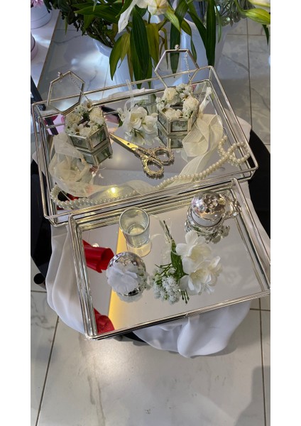 Söz Tepsisi Gümüş Cam Tepsi Nişan Tepsisi Damat Kahvesi