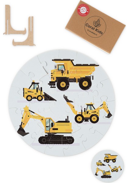 25 Parça, 42CM Çapında 3mm Ahşap Üstüne Iş Makinası Temalı Puzzle fiyatları